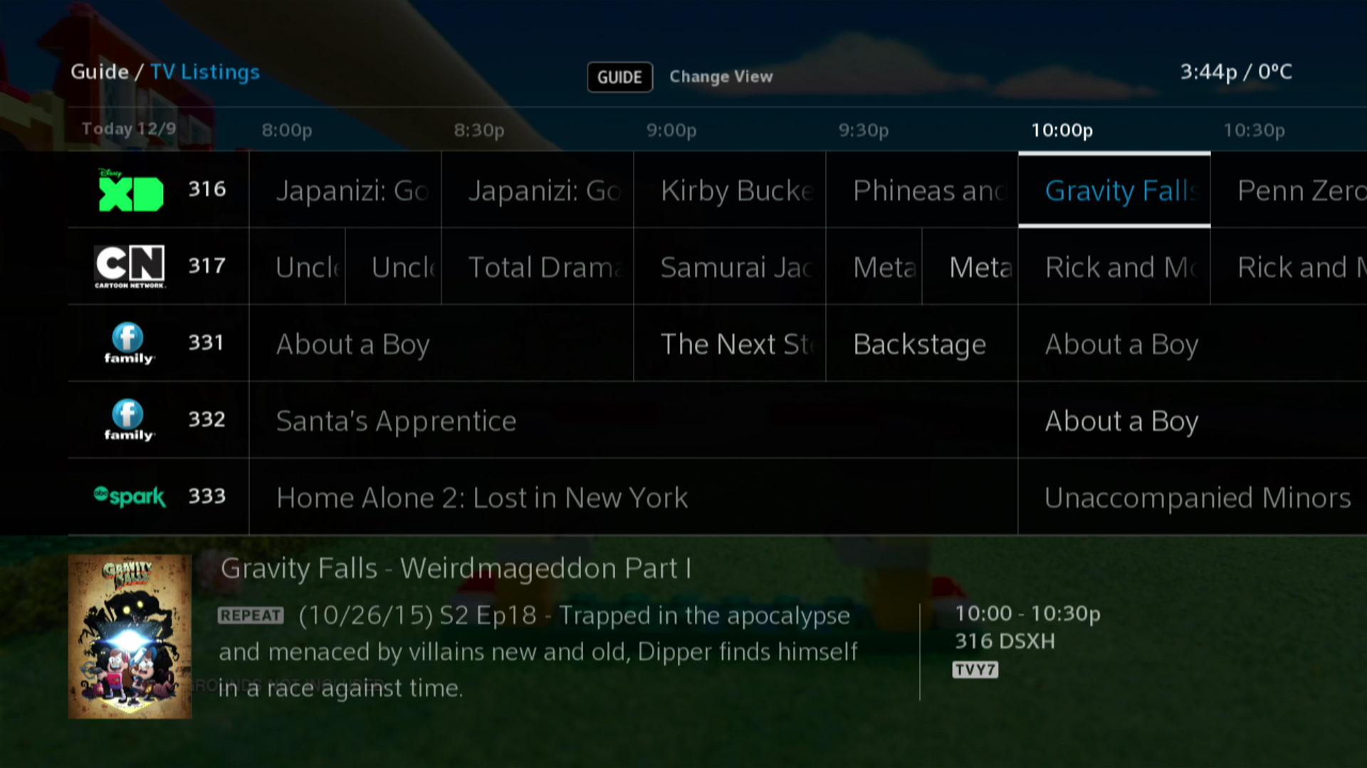 BlueSky TV: Main Menu overview