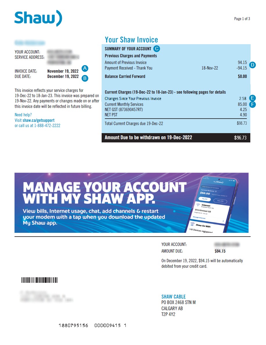 Understanding Shaw billing changes